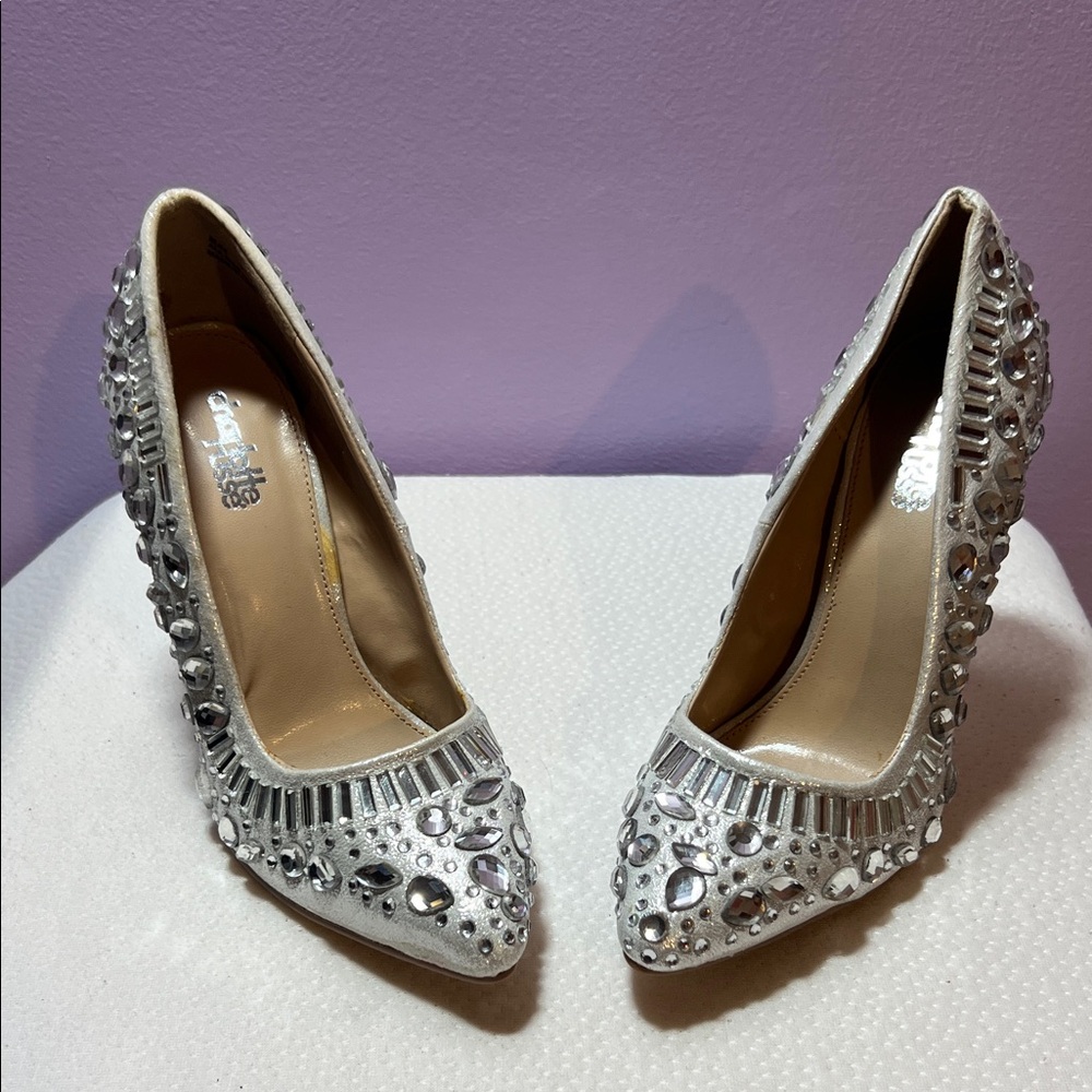 Elegant Silver Embellished Women's Heels